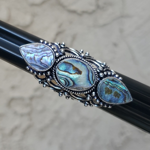 New Abalone Shell 925 Silver Statement Ring. - Picture 13 of 14
